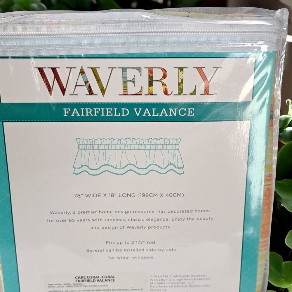 Waverly Cape Coral Fairfield Valance Peach Floral Scalloped Lightweight 78 x 18" - Picture 4 of 10